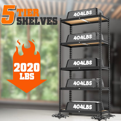 LEVELEVE 5-Tier Storage Shelving Unit, Metal, for Garage, Kitchen, Laundry Room, Adjustable, 35" L x 16" W x 73" H, Rectangular, 4 Pack