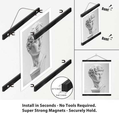 HONKKI Magnetic Poster Hanger Frame - Black Wood Picture Frame for 33x23, 33x47, 24x33 Movie & Music Posters