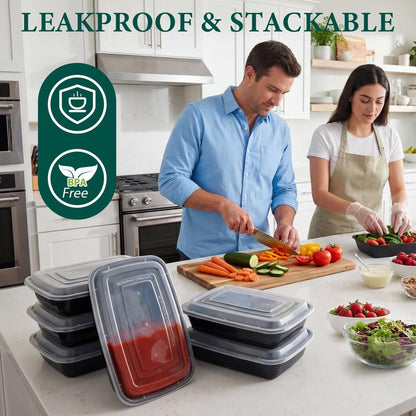 FUHITIM 90 Pack 28 oz Disposable Containers with Lids, Meal Prep Containers，Sturdy Leakproof & Food Safe, Microwave, Freezer, Dishwasher Safe Food Storage Containers with Lids Easy Open