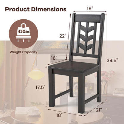 NAFORT Solid Wood Dining Chairs Set of 6, Brown Kitchen Table Chair with Max Load of 430 Lbs, High Chevron Back Dining Room Chairs for Dining Table in Kitchen and Dining, Home Office, Restaurant