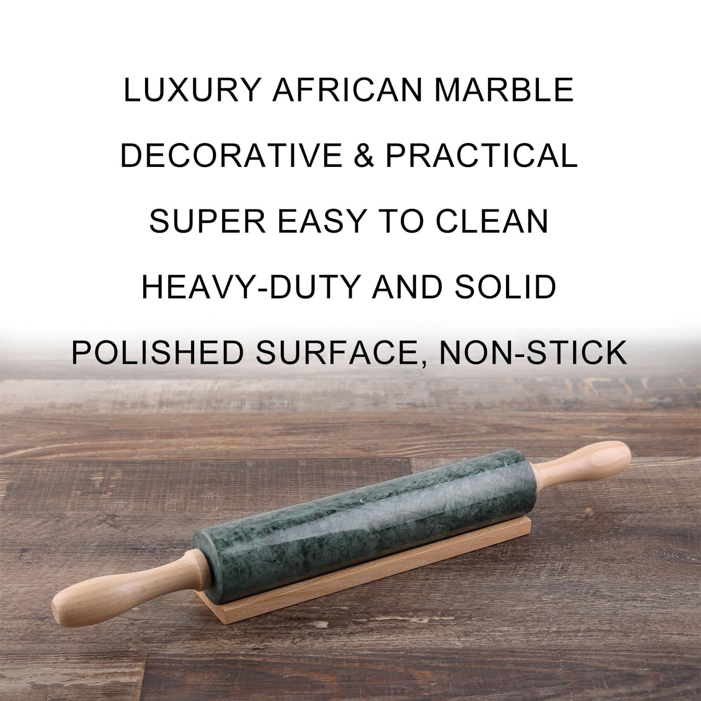 Koville Marble Rolling Pin, Non-Stick Stone Dough Roller, Rolling Pin for Baking,Pasta, Dumpling, Ravioli, Fondant,Pie Crust, Kitchen Baking Pastry Tools