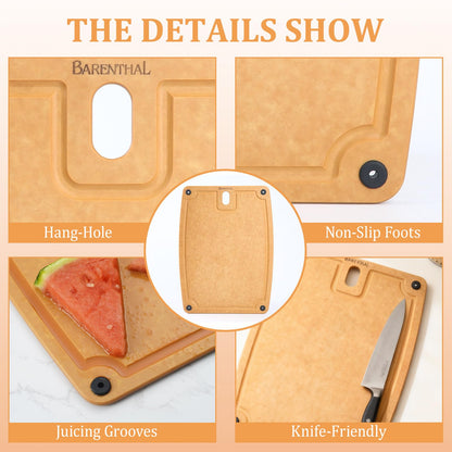 Barenthal Cutting Boards for Kitchen Dishwasher - 2PC Cutting Board Set Double-Sided with Non-Slip Feet and Juice Groove Composite Chopping Board for Kitchen Knife Friendly Cut Meat, Fruit,Vegetable
