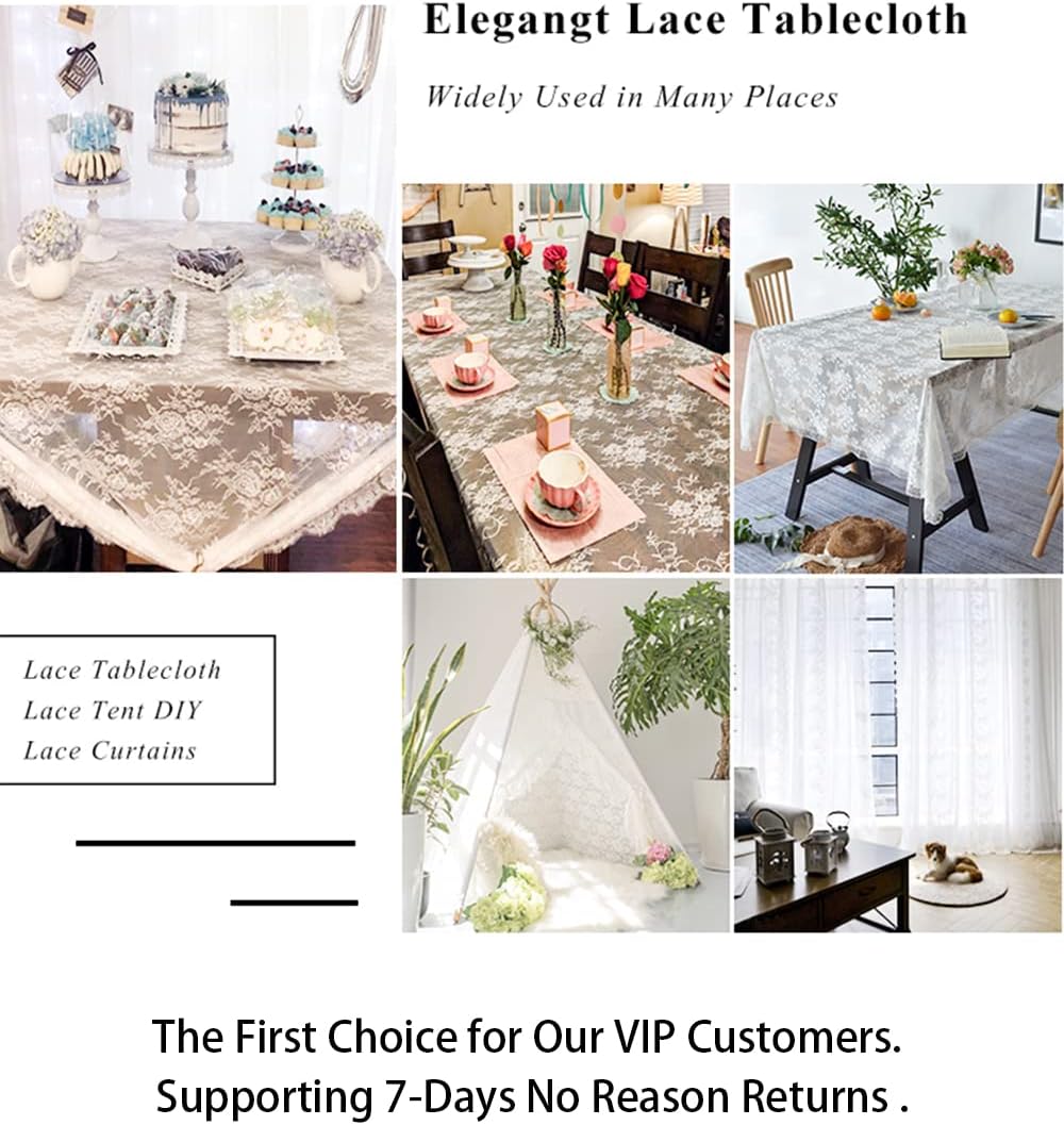 ShinyBeauty Rectangular Lace Tablecloth 60x120-Inch 2 Pack Floral Vintage Table Cover for Rustic Party