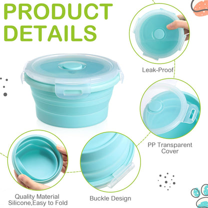 Suclain 4 Pcs Camping Bowl with Lid Collapsible Silicone Lunch Box Salad Bowl Expandable Food Storage Container Folding Travel Container for Hiking Camping(Red, Pink, Blue, Green,12 oz)