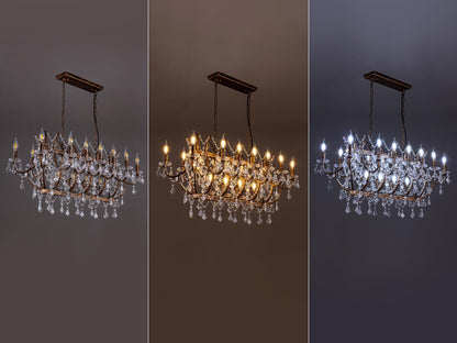 TOCHIC Crystal Chandelier Light Fixture, 18 Lights Luxury K9 Crystal Candle Chandeliers for Dining Living Room, L 40" Farmhouse Maria Theresa Chandeliers Ceiling Pendant Lighting for Bedroom Kitchen