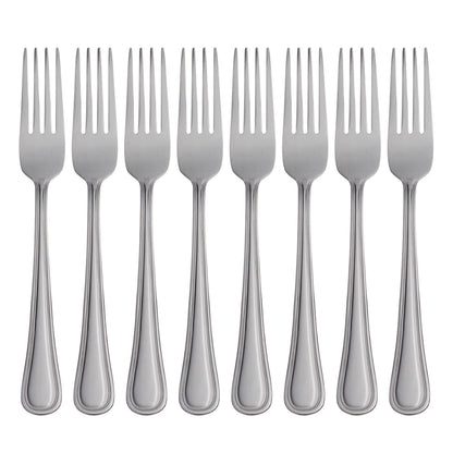 Oneida Silverware Set, Tress Everyday Flatware 8-Piece Dinner Forks Set, Service For 8, 18/0 Stainless Steel, Rust Resistant, Dishwasher Safe, Home And Kitchen Utensils (Silver, 8 Piece)