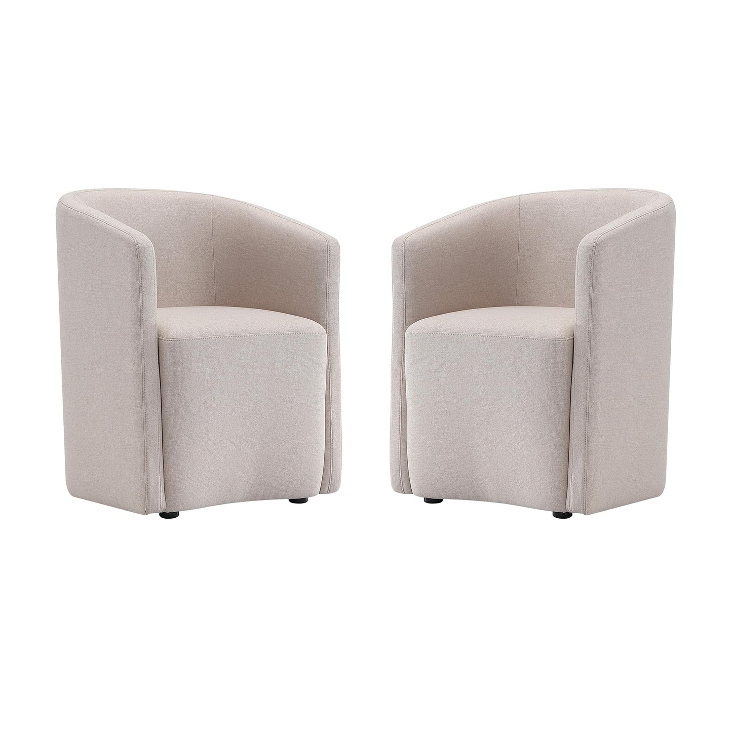 Manhattan Comfort Hearth Modern Barrel Dining Armchair, Accent Upholstered Dining Chair with Woven Fabric, Stylish Curved Back, High-Density Foam, Fully Assembled, Barley