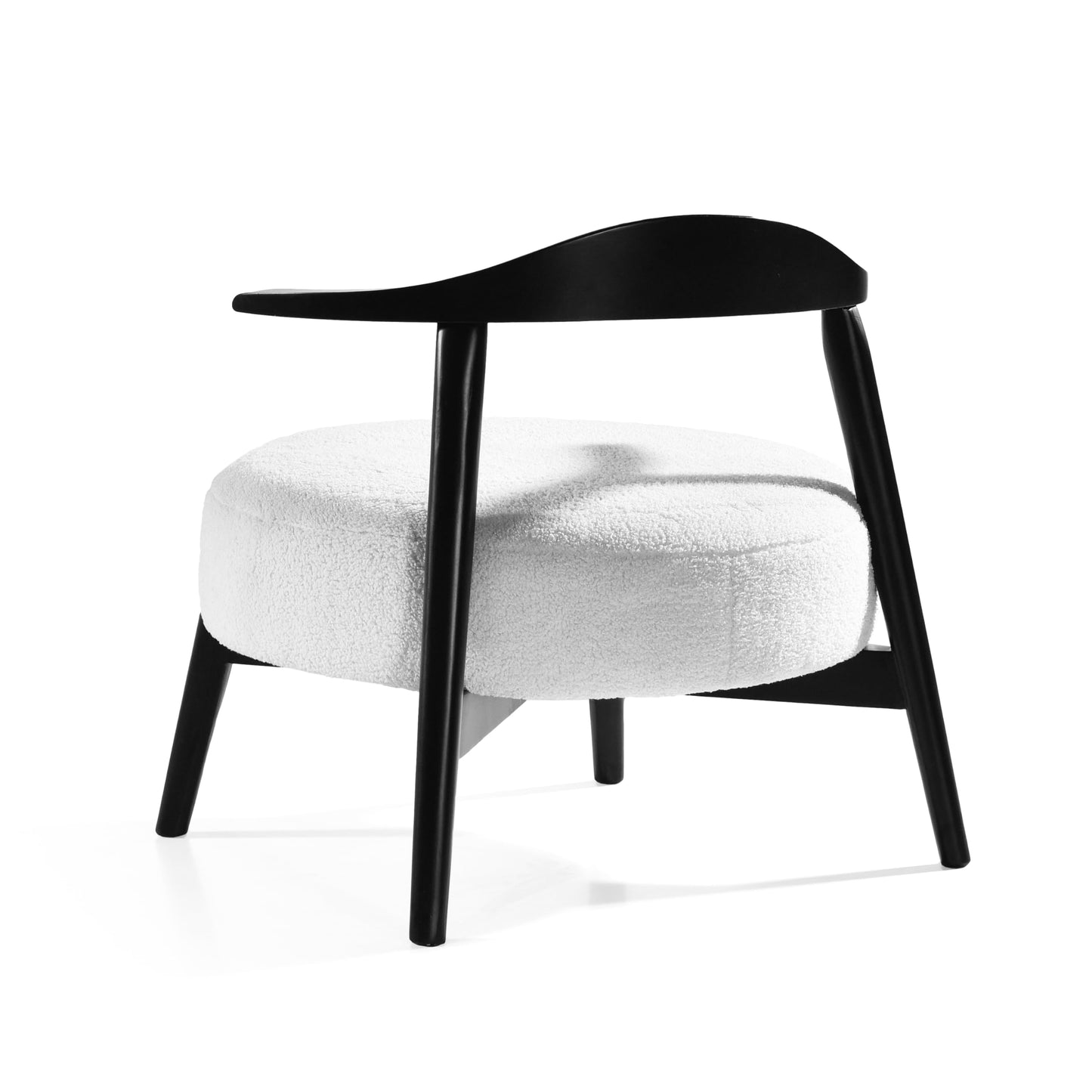 Christopher Knight Home Ipomoea Low-Back Accent Chair Side Chair, Modern Accent Chair,Mid-Century Upholstered Armchair with Curved Backrest, Bouclé Fabric,Birch Wood, White + Black