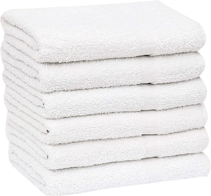 12 (20x40 Inches) GOLD TEXTILES Pcs New White Cotton Blend Terry Bath Towels Salon/Gym Towels Light Weight Fast Drying