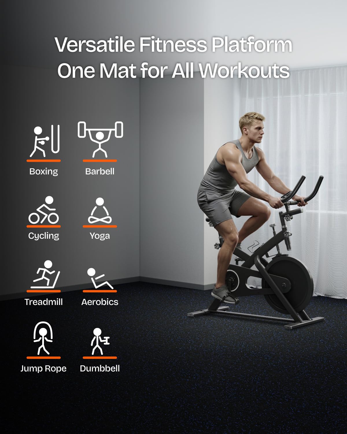 Vivaluz 0.56 Inch Thick 96 Sq Ft Gym Flooring for Home Gym, 24 Tiles Robust Rubber Top with Eva Foam Exercise Equipment Mats, Protective Flooring Puzzle Mat for Fitness Room