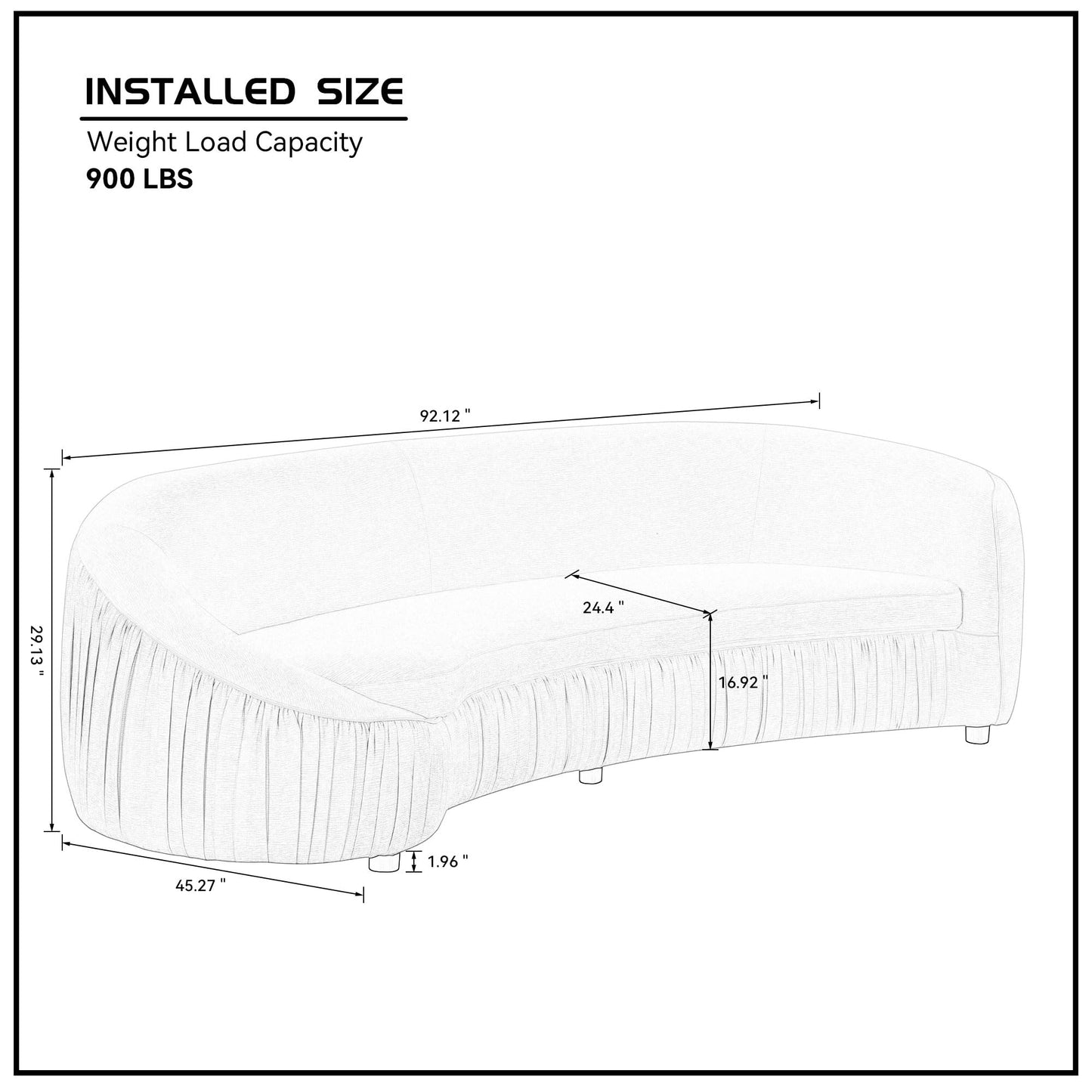 KEIKI 92" Oversized Curved Shaped Upholstered Modular Sectional Sofa, Minimalist 4-Seater Couch with Seat Cushions and Ergonomic Backrest, No Assembly Required, for Apartment, Living Room, Green