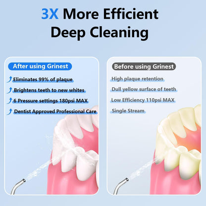 Water Flosser,Water Dental Flosser Pick for Teeth,Grinest 7 Modes Rechargeable Cordless Oral Irrigator Portable IPX7 Waterproof Tooth flossers for Home Travel-Black