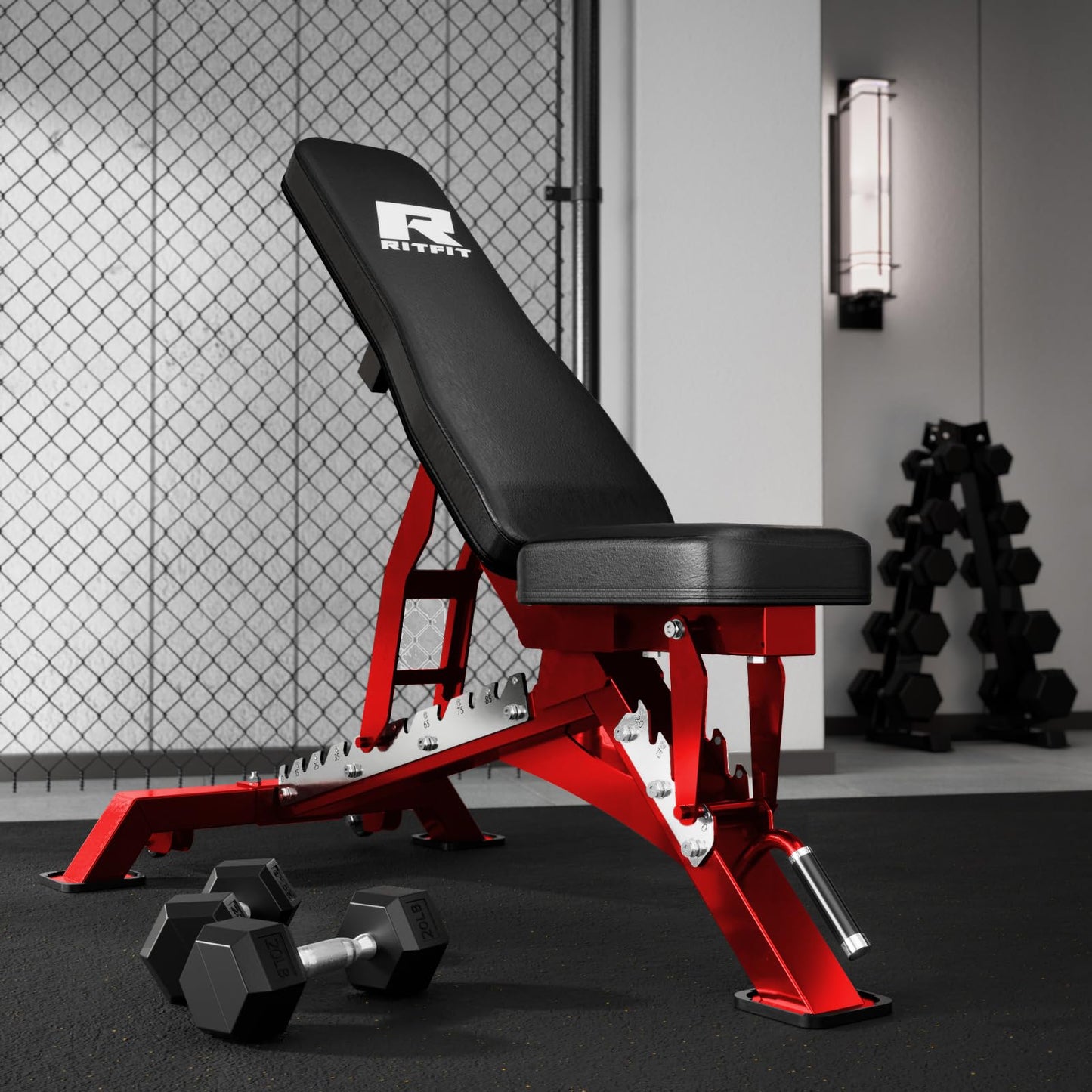 RITFIT Adjustable Weight Bench with Multiple Back Positions for Full Body Workouts, Incline, Decline, and Flat Settings for Home Gym Strength Training, 1300LB Capacity