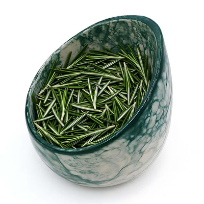 Green Pottery Herb Stripper Bowl Handmade Ceramic Kitchen Gadget with 4 Sizes of Holes Stripping Herbs, Party Angled Bowls Serving Dish for Dips, Berries, Nuts, Olives, Snacks Candy Chips Fruit