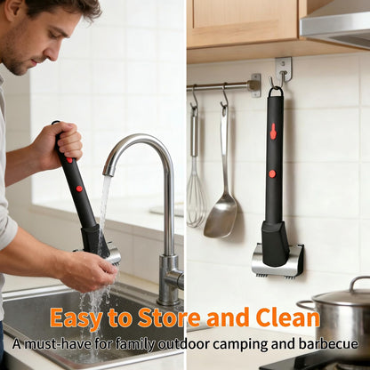 Electric Grill Brush with Water Spray & LED Light, 2600mAh Rechargeable BBQ Cleaner with 2 Speed Modes, 100 Mins Runtime, 304 Stainless Steel Heat Resistant Grill Brush for Outdoor Camping