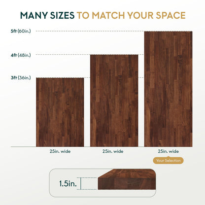 Bme Hevea Solid Wood Butcher Block Countertop in Walnut, Walnut Butcher Block Table Top with UV Finish for DIY Washer Dryer/Island/Kitchen Countertop, 60" L x 25" W x 1.5" Th