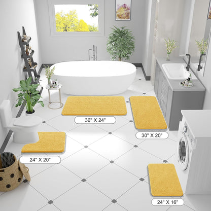 OLANLY Bathroom Runner Rugs - Extra Soft Chenille Bath Mats | Quick Dry, Machine Washable, 44x24, Yellow