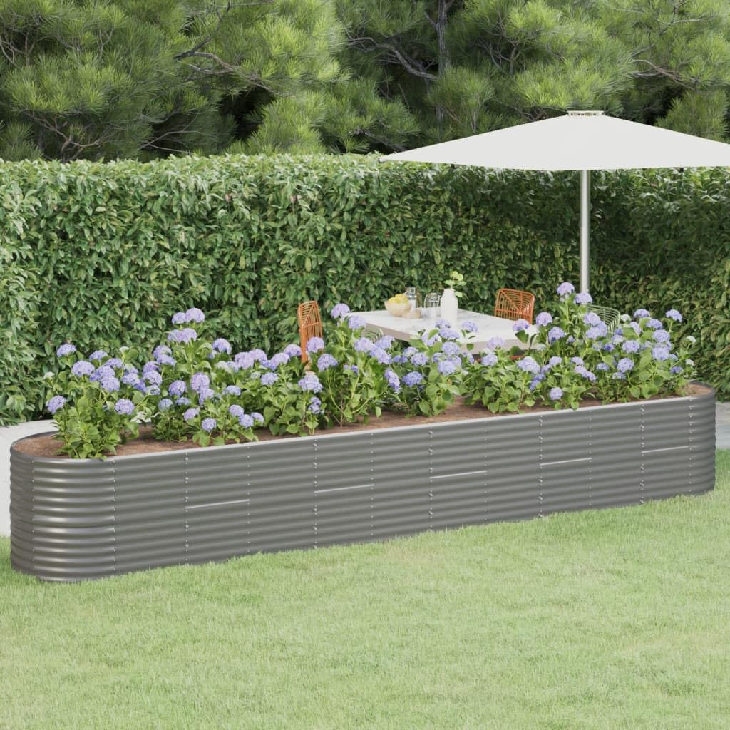Mhdvray Large Oval Raised Garden Bed 173x173x27 in, Heavy-Duty Powder-Coated Steel Planter Box for Vegetables Flowers Herbs, Spacious Outdoor Raised Bed for Patio Balcony Modern Grey