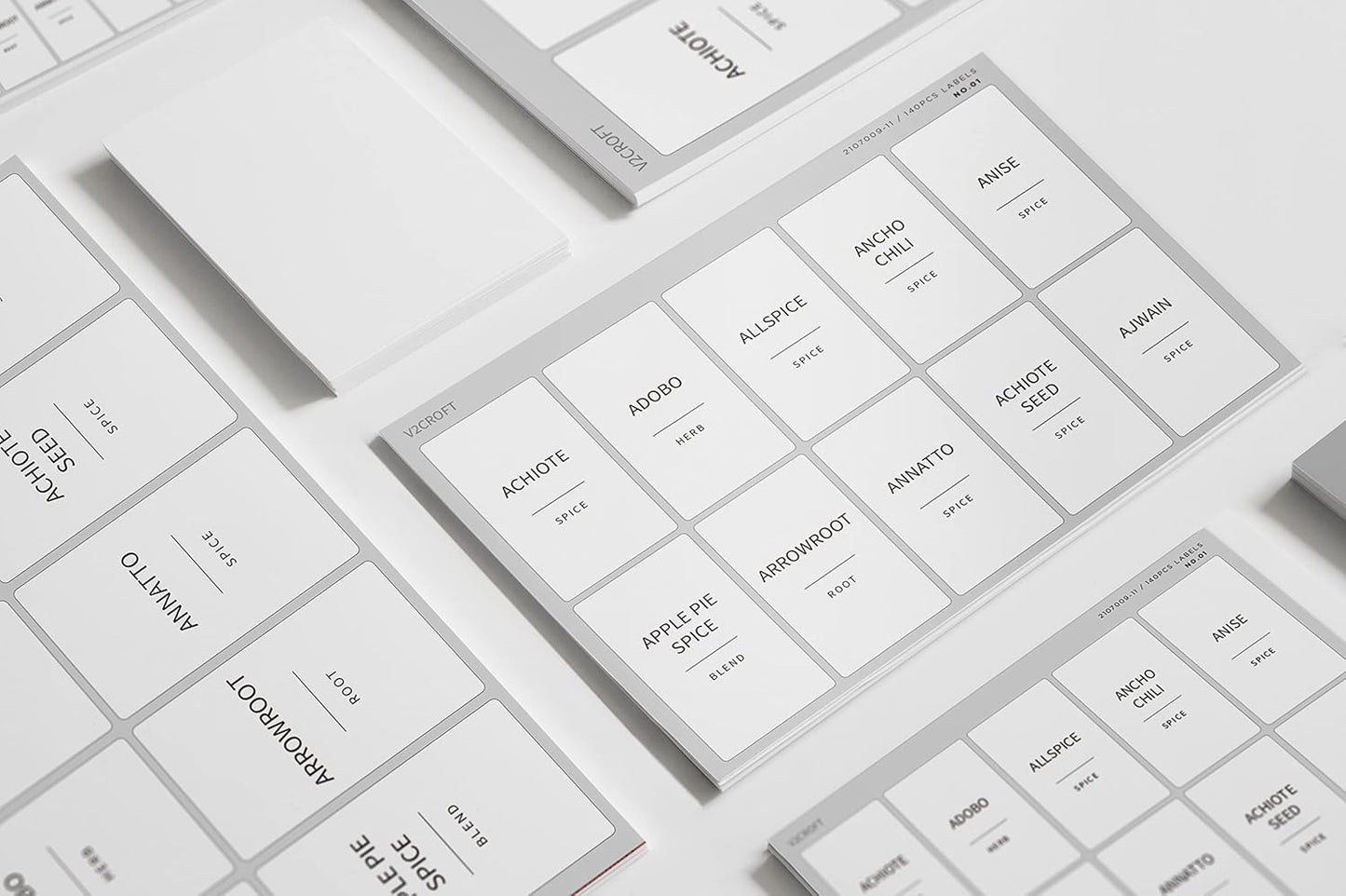 Spice Jar Labels, 140 pcs Minimalist Preprinted White Stickers for Herb Seasoning, Kitchen Pantry Organization
