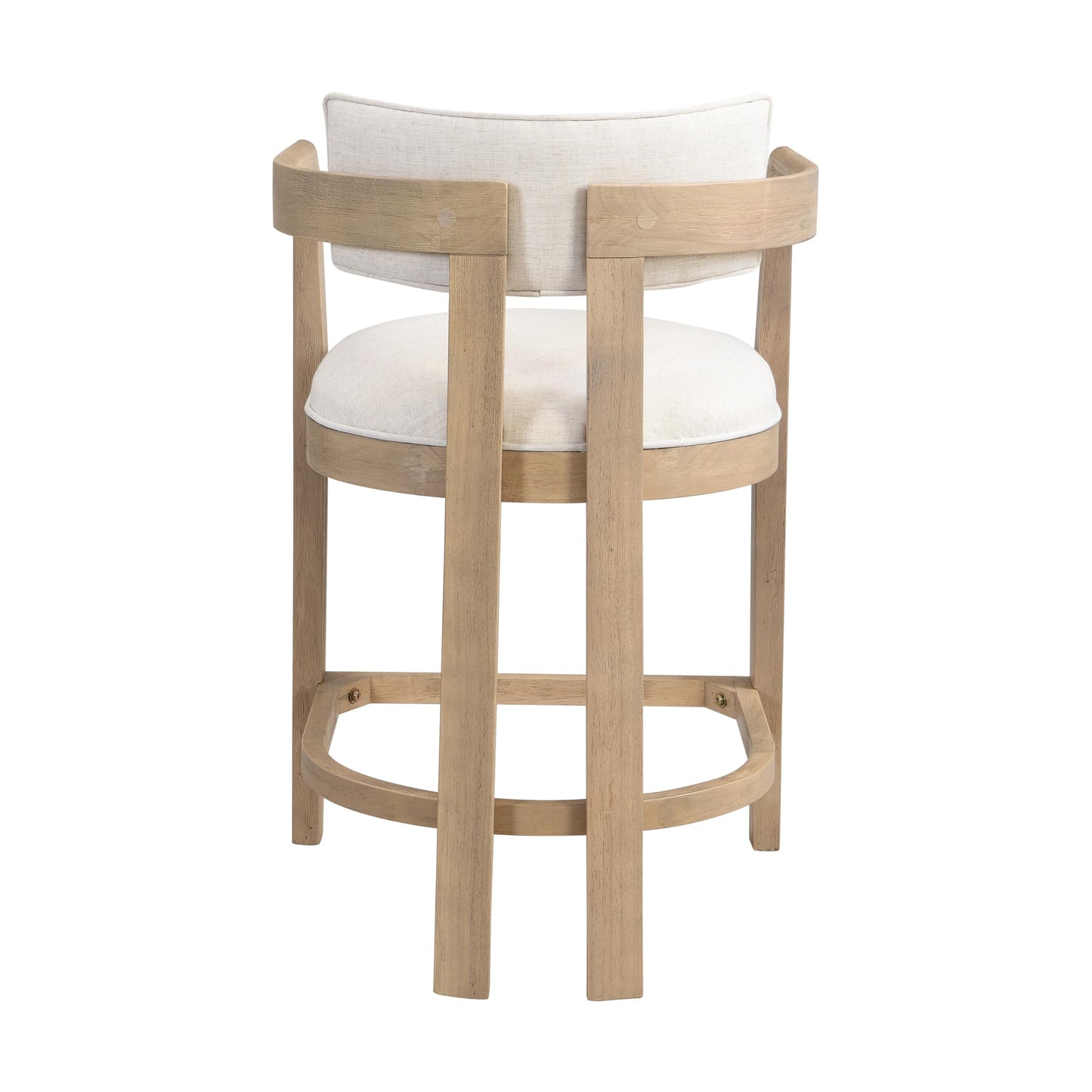 Christopher Knight Home Set of 2 Ryland Modern 26" Counter Height Bar Stools, Fabric Upholstered Counter Stools,Wooden Kitchen Island Armchair with Footrest, Round Backrest, Soft Seating,Beige+Natural