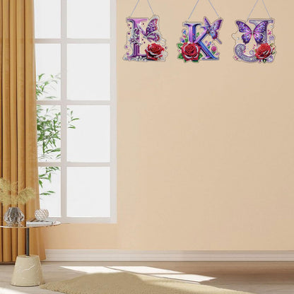 DIY Hanging Diamond Art Kit for Adult – Gem Art Window & Wall Pendant, Acrylic Letter Diamond Painting Ornament for Home & Garden Decoration (S)