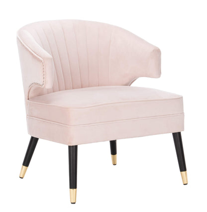 Safavieh Home Stazia Retro Glam Blush Pink and Black Wingback Accent Chair