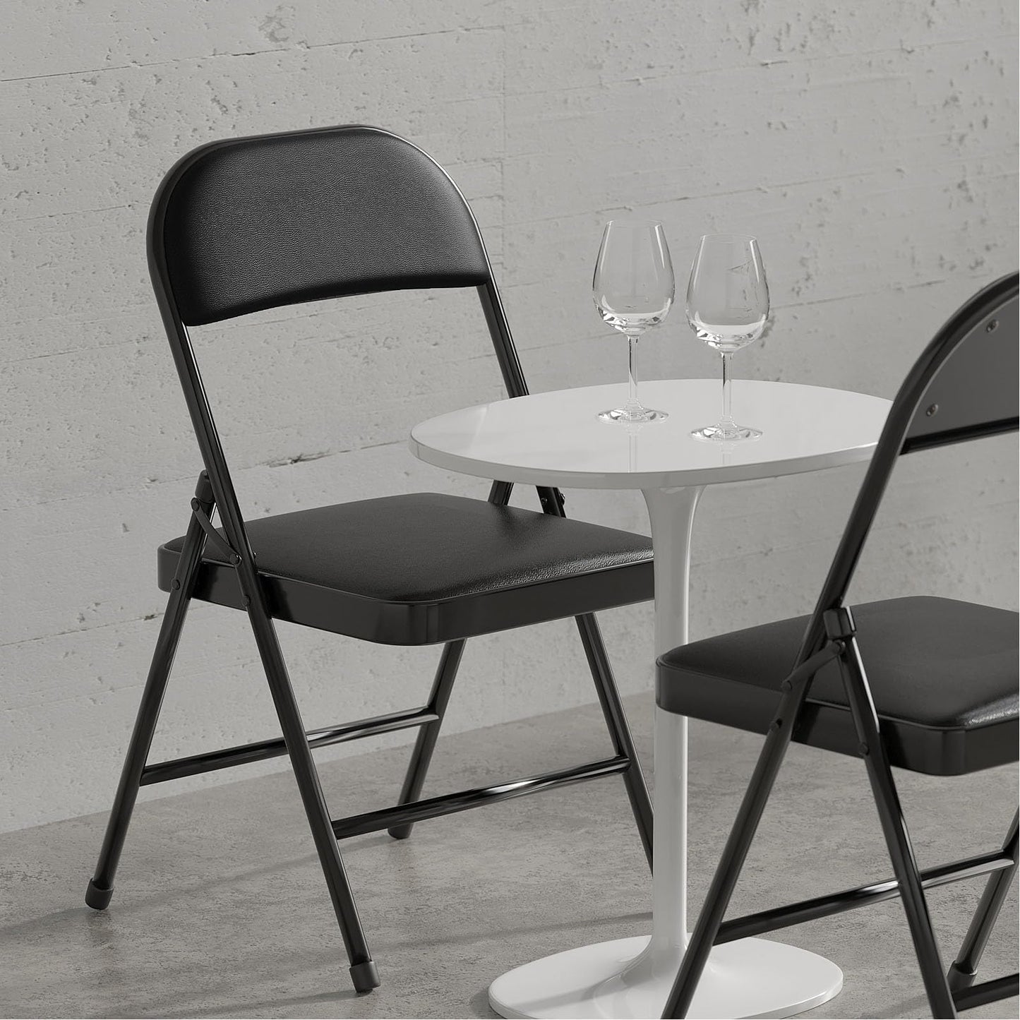 Nazhura 4 Pack Folding Chairs with Padded Vinyl Cushion Chairs with Comfortable Cushion and Durable Steel Frame for Home and Office, for Indoor and Outdoor Events (Black Vinyl Padding 20 Pack)