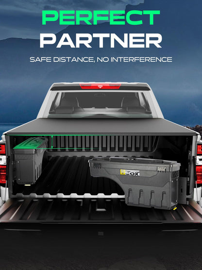 YHTAUTO Truck Bed Storage Tool Box Lockable Compatible with Ford Ranger 2019 2020 2021 2022 2023, Passenger Side, Not Fit the Model with Bed Liner, Swing Waterproof Wheel Well Toolbox