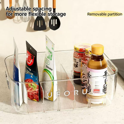 Reflygen Kitchen Organiser,Multi-Compartment Spice Packet Storage Box Suitable For Kitchen,Fridge And Spice,Tea Bag,Seasoning Packet Storage(Transparent)