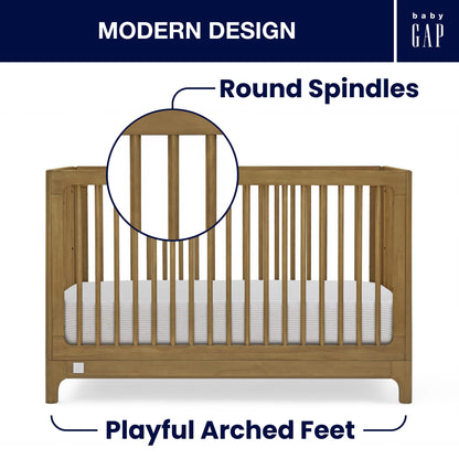 babyGap Wren 4-in-1 Convertible Crib by Delta Children - Greenguard Gold Certified, Acorn