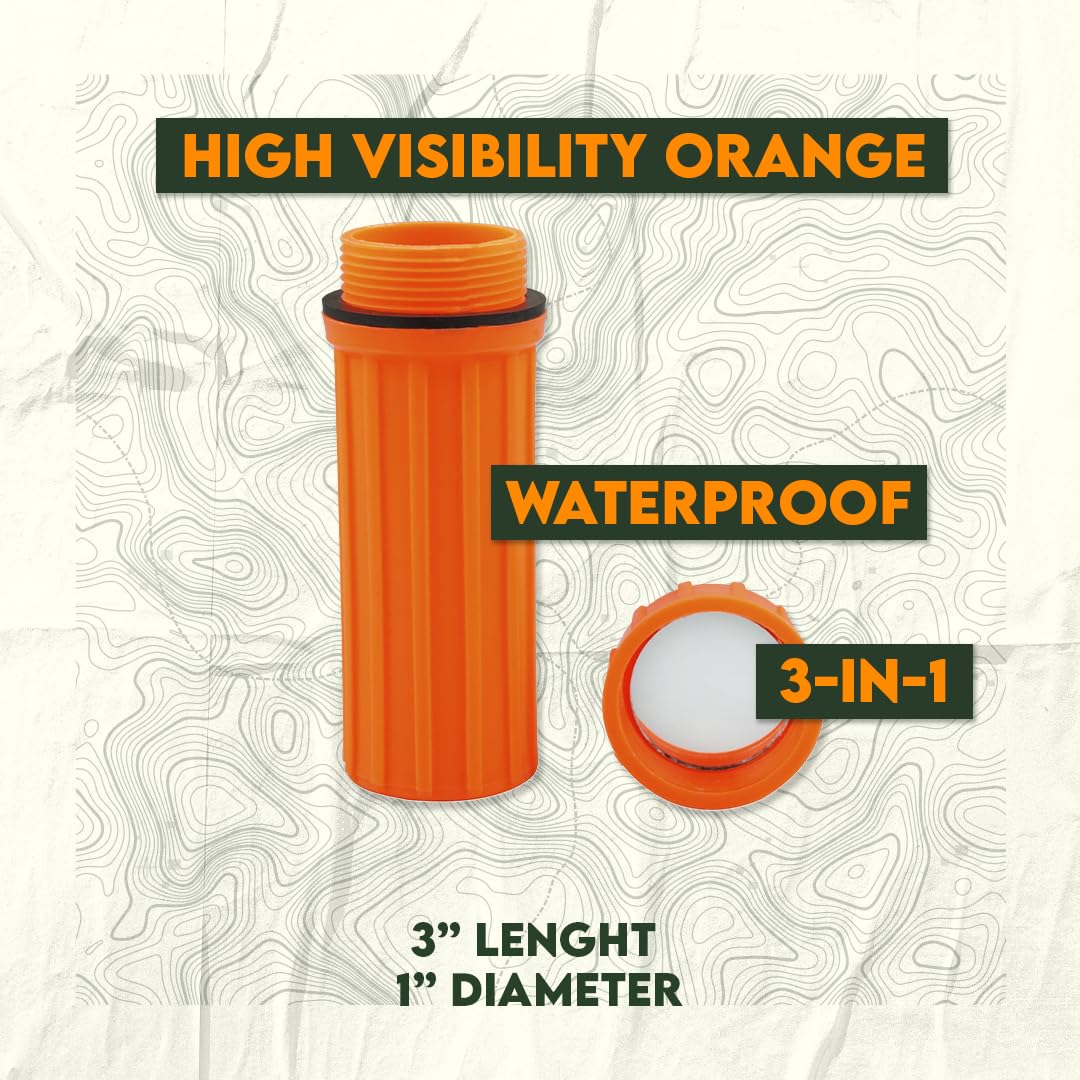 SE 3-IN-1 Orange Waterproof Match Storage Box with Signaling Mirror and Firestarter Flint - CCH6-1