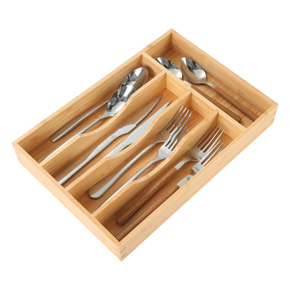 Bamboo Kitchen Drawer Organizer, 9 Inch Silverware Utensil Holder for Samll Drawer, Narrow Silverware Organizer for Cutlery Knives