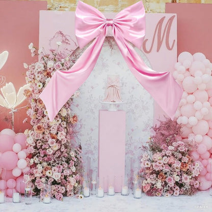 JUICYRAUL 23x35 Inch Large Pink Satin Bow,Giant Ribbon Tie for Coquette Room, Xmas Tree, Birthday, Graduation, Wedding Proposal & Baby Shower Decor