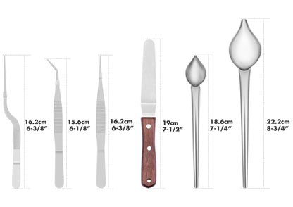 Cridoz 6 Pcs Stainless Steel Kitchen Cooking Tweezers Precision Tongs Drawing Spoons Offset Spatula for Food Culinary Plating Decorating
