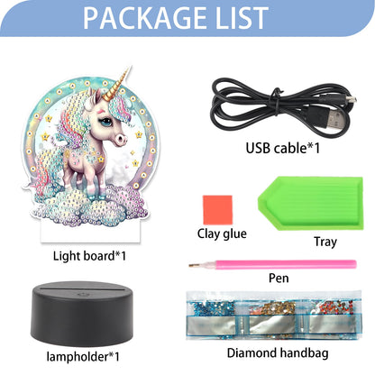 JISHSHAY Diamond Painting Night Light Diamond Art Table Lamps Gem Art LED Lights Gem Painting Desk Lamp Mosaic Kits for Adults DIY Kits for Adults Paint by Numbers,with Special Shaped Crystal,Unicorn