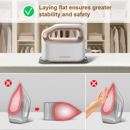 Newbealer Smart Steam Iron - Mini Heat Press with 1200W Turbocharged Power | 3 Steam Modes, Auto-Off, Gold Finish
