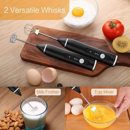 Electric Automatic Egg Beater Mixer with USB Charging, 3 Speed Adjustable Blender, Black