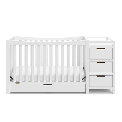 Graco Remi 4-in-1 Convertible Crib & Changer – GREENGUARD Gold Certified, Fits Standard Crib Mattress, Converts to Toddler Bed and Full Bed, 4 Adjustable Mattress Heights (White)