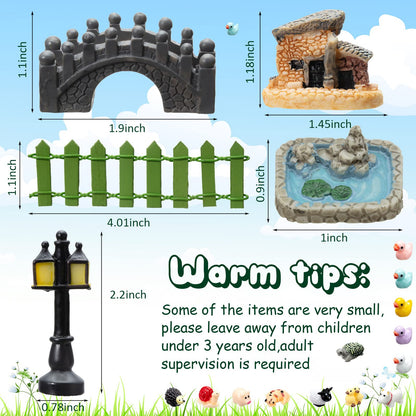 Tuanse 248 Pcs Garden Miniature Accessories, Garden Kit, Animals, Resin Miniature Figurines House Accessories Micro Landscape Ornaments for DIY Kit Plant Decoration House Decor