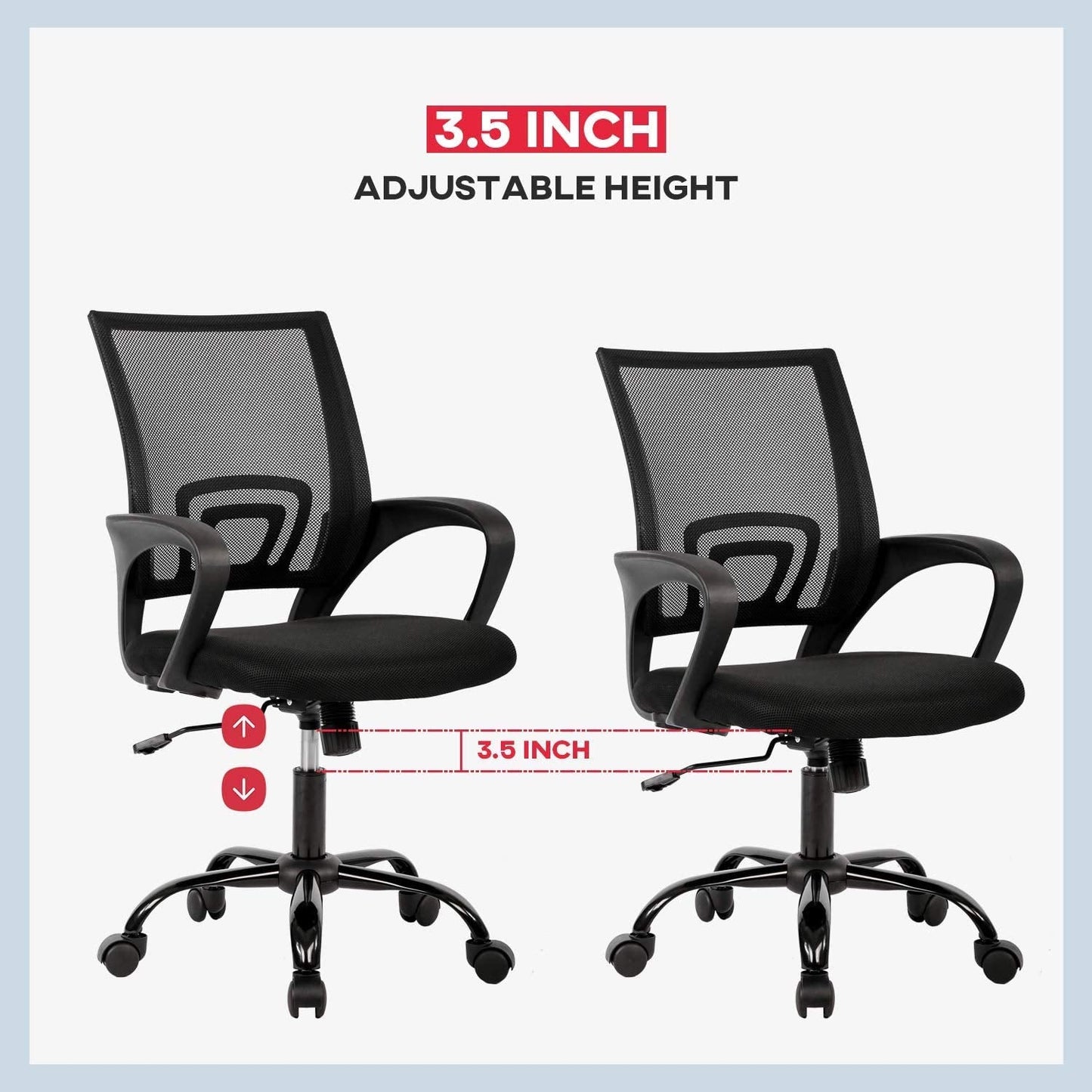 BestOffice Office Chair Ergonomic Cheap Desk Chair Mesh Computer Chair Lumbar Support Modern Executive Adjustable Stool Rolling Swivel Chair for Back Pain (Black)