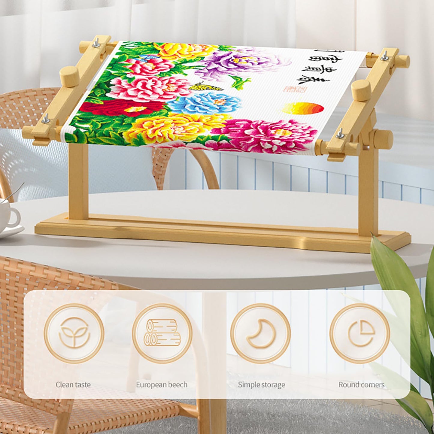 Adjustable Cross Stitch Frame - Scroll Frame with 220° Vertical Rotation, Sturdy Thick Material for Embroidery and Craft Sewing Projects