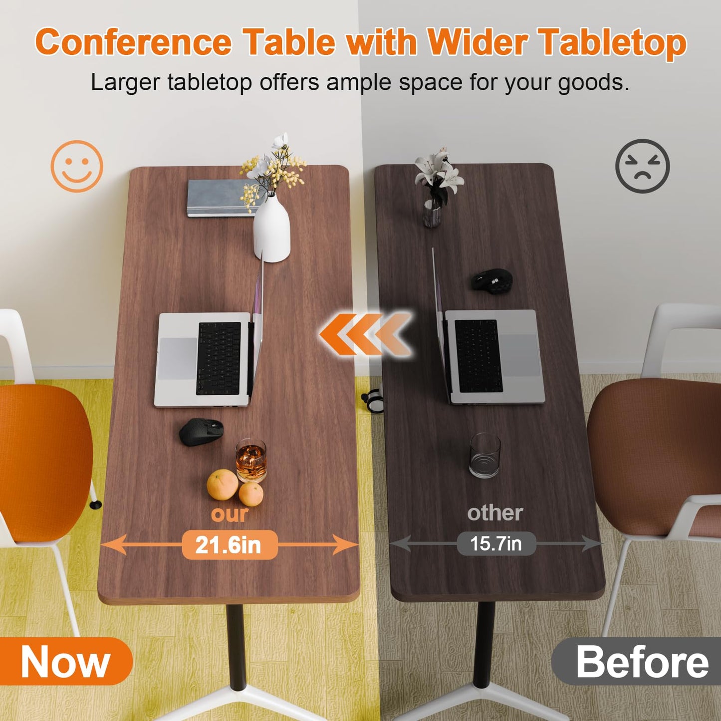Folding Conference Table, Conference Room Tables with Wheels Foldable Large Rectangle Meeting Seminar Table for 6-12 People, Flip Top Mobile Training Table for Office Classr (4, Walnut 2, 55.1in)
