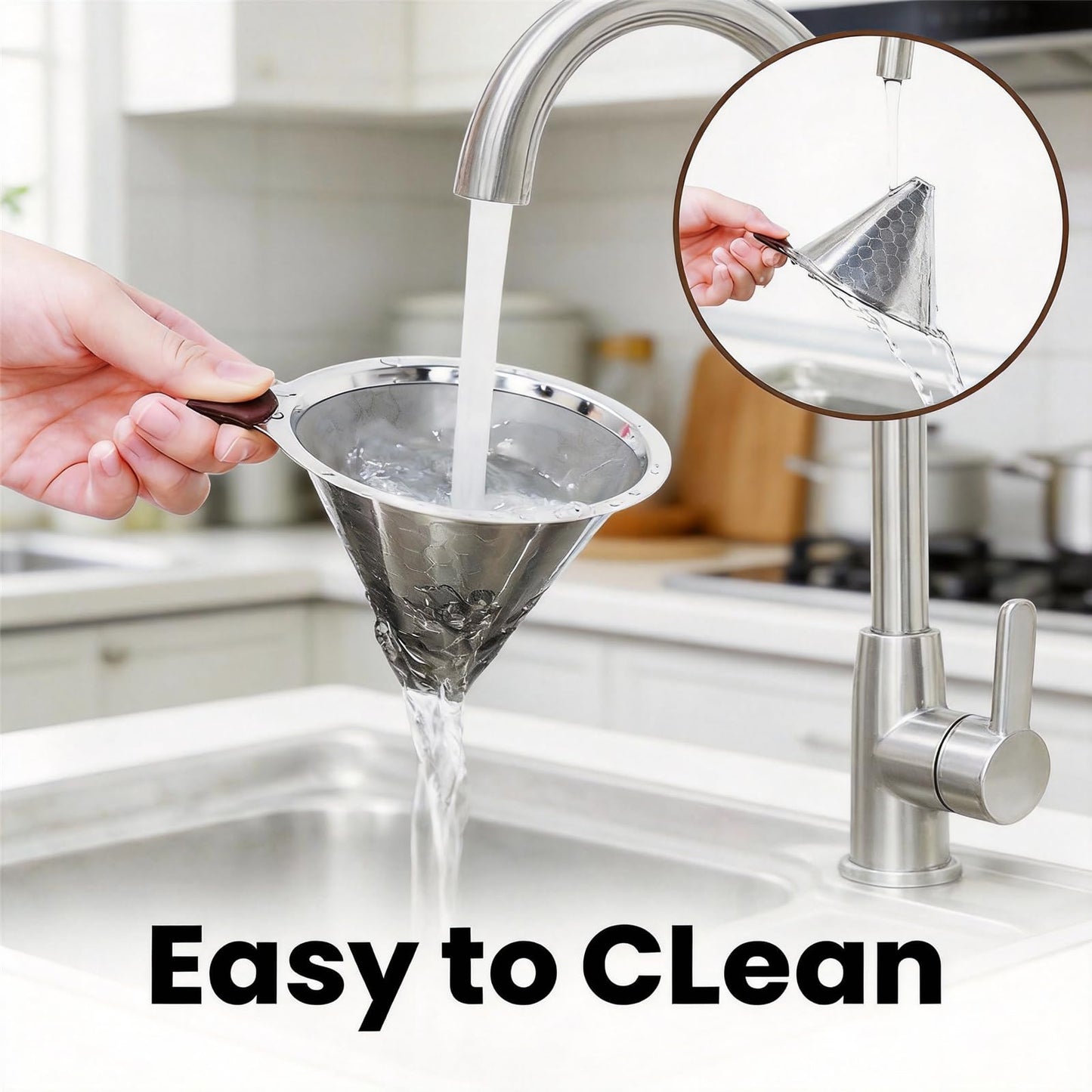 Vikuces®800 Mesh Reusable Pour Over Coffee Dripper, Metal Stainless Steel Honeycomb Filter, Paperless Cone Filter for Hario V60, Chemex and Mugs with Separate Stand, Single Cup Coffee Maker, 1-4 Cup