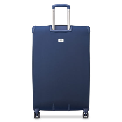 DELSEY PARIS Helium DLX Softside Expandable Luggage with Spinner Wheels, Navy Blue, Checked-Large 29 Inch