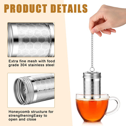 Umigy 4 Pcs Tea Infuser Strainers for Loose Tea with Scoop, Extra Fine Mesh Steeper 304 Stainless Steel Diffuser Leaf Holder with Extended Chain Hook for Brew, Spices, Seasoning, Silver