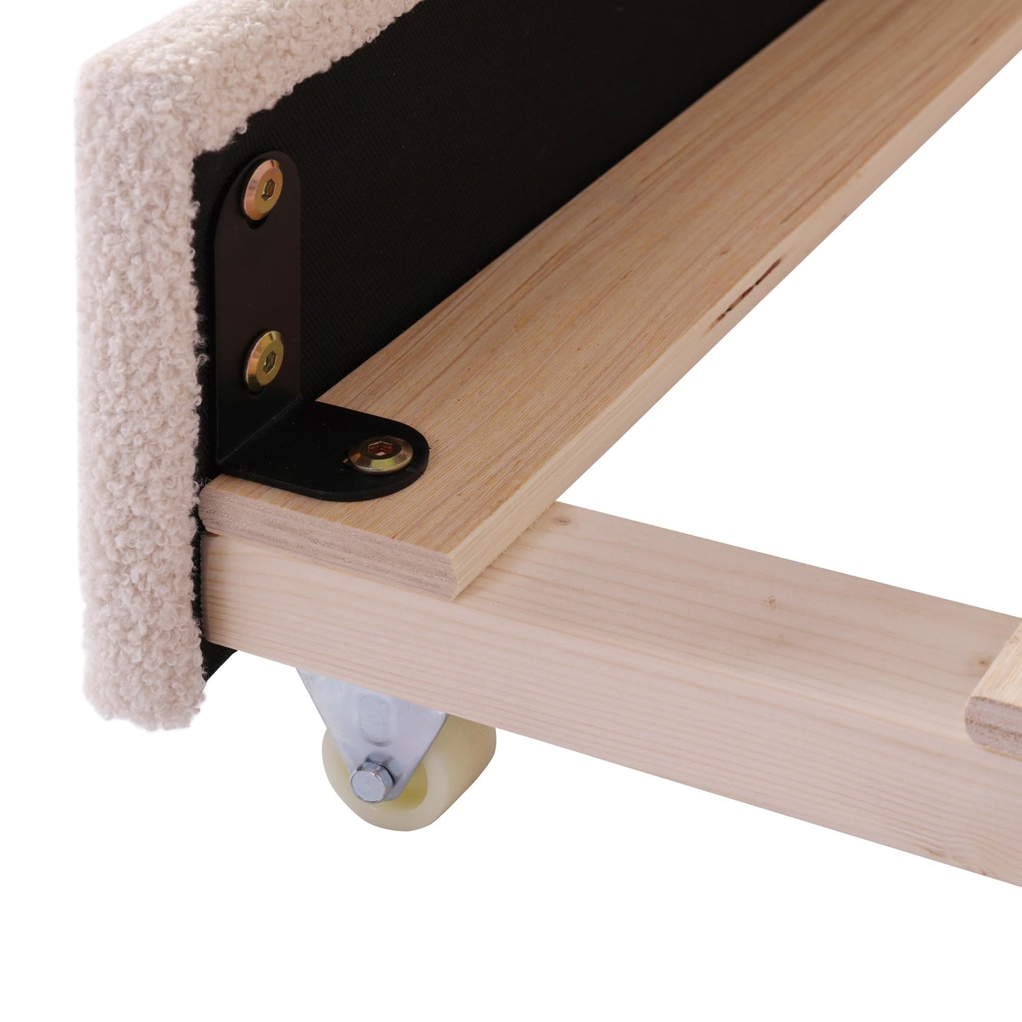 Twin Size Teddy Fleece Upholstered Daybed with Trundle and LED Lights, Daybed Frame with Stripe Design, Soft Fabric Sofa Bed with Slat Support, Space Saving Bed for Bedroom Living Room, White