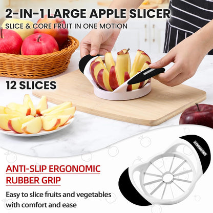 12-Blade 4.72 Inch SCHVUBENR Apple Slicer and Corer - Sharp Stainless Steel Apple Cutter - Professional Apple Divider