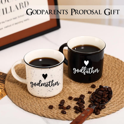 Physkoa Godparents Proposal Gift – 11oz Will You Be My Godparents Mug Set, Godmother and Godfather Proposal Gifts, Godparents Gifts for Baptism, Ceramic Coffee Cups for Christening