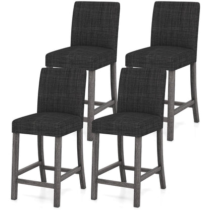 ERGOMASTER Counter Height Bar Stools Set of 4, 24.5'' Fabric Upholstered Barstools Mid Century Modern Island Bar Chairs with Back for Kitchen, Dining Room, Bar, Restaurant, Charcoal Grey