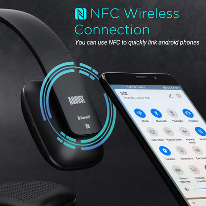 August Wireless Headphones - Cordless Bluetooth Headset with Microphone,Black